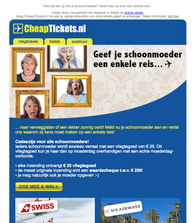 Moederdag e-mail CheapTickets