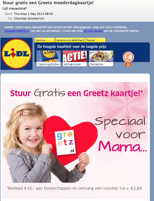 Moederdag e-mail Lidl