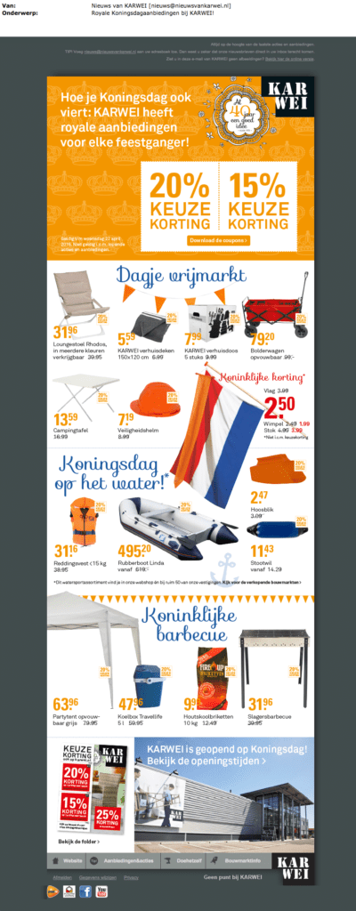 Koningsdagnieuwsbrief Karwei