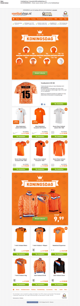 Koningsdagnieuwsbrief Voetbalshop