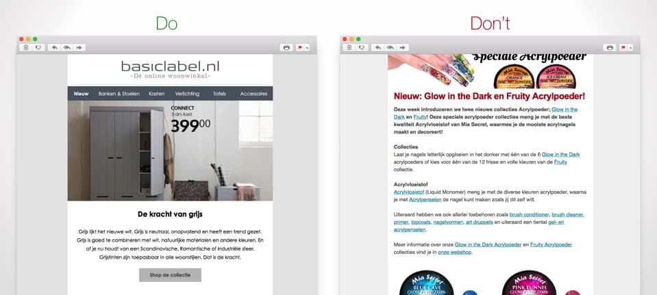 Beperkte tekst in e-mail